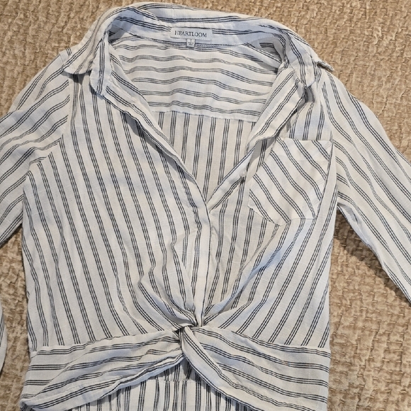 Heartloom Tops - Blue and White Striped Button-Up Shirt
